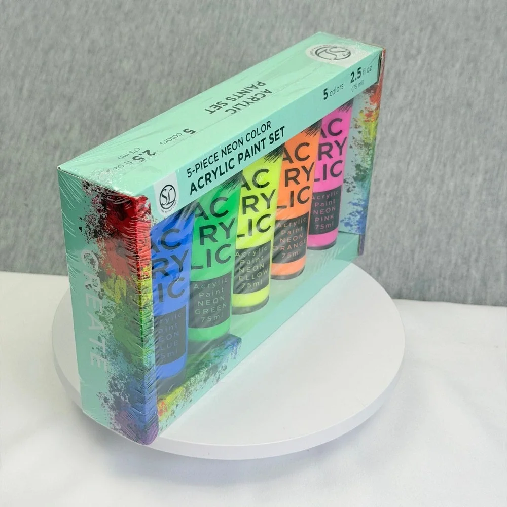 The Supply Lines 5 Piece Neon Acrylic Paint Set 2.5oz Tubes Fluorescent 003-6794